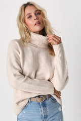 Found the Warmth Beige Turtleneck Pullover Sweater