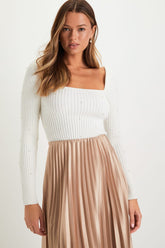 Fashionable Perfection Ivory Ribbed Pearl Sweater Top