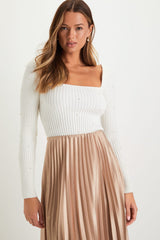 Fashionable Perfection Ivory Ribbed Pearl Sweater Top