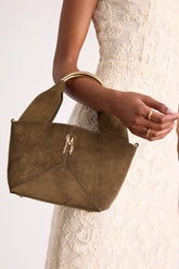 Viv Olive Green Suede Top Handle Handbag