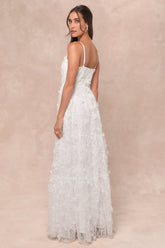 Adoringly Yours White Tiered 3D Floral Maxi Dress