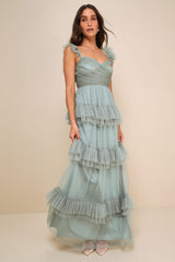 Pure Radiance Black Mesh Swiss Dot Tiered Maxi Dress