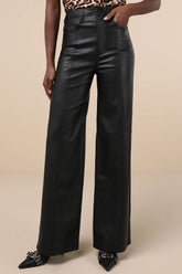 Far Out Vegan Black Vegan Leather High-Rise Wide-Leg Pants