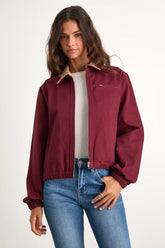 Haimi Burgundy Cotton Barn Jacket