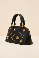 Celestial Black Embellished Crossbody Handbag