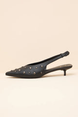 Josefina Black Studded Pointed-Toe Slingback Pumps