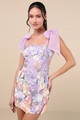 Emphatically Adorable Hot Pink Floral Tie-Strap Mini Dress