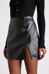 Walking the Walk Black Vegan Leather Mini Skirt