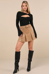 Perfectly Impressive Black Twist-Front Long Sleeve Bodysuit