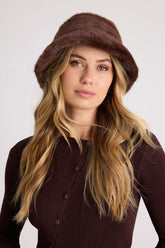 Zozo Brown Faux Fur Bucket Hat