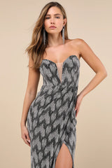 Shimmering RSVP Shiny Magenta Lurex Strapless Maxi Dress