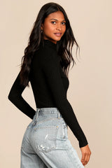 Crawford Black Long Sleeve Mock Neck Bodysuit