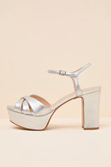 Keefa Prata Metallic Leather Platform Sandals