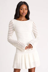 Sylvie Ivory Loose Knit Drop Waist Sweater Mini Dress