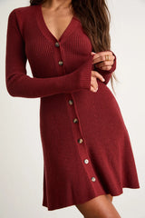 Adorably Flirty Emerald Button-Front Sweater Mini Dress