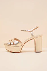 Keefa Prata Metallic Leather Platform Sandals