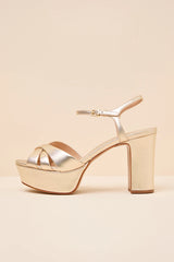 Keefa Prata Metallic Leather Platform Sandals