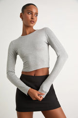 Begin with the Basics Olive Green Long Sleeve Crop Top