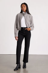 Jinora Light Grey Zip-Front Bomber Jacket