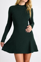 Adorable Intentions Ivory Mock Neck A-Line Mini Sweater Dress