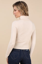 Perfected Comfort Beige Turtleneck Sweater Top
