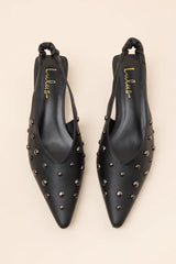 Josefina Black Studded Pointed-Toe Slingback Pumps
