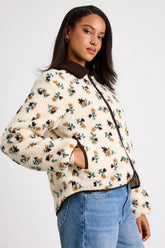 Naliah Ivory Floral Shearling Collared Jacket