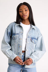 90s Trucker Light Wash Rhinestone Denim Jacket
