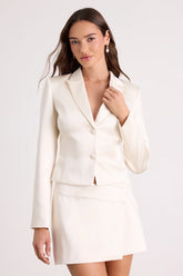 Harris Ivory Satin Cropped Blazer