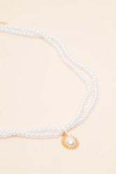 Kasey White Pearl Layered Charm Necklace