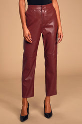Open Minded Brown Vegan Leather Pants