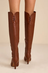 Milee Brown Pointed-Toe Over-the-Knee Boots
