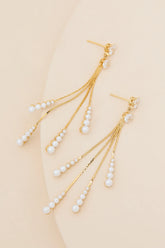 Nicole Gold Rhinestone Pearl Fringe Earrings