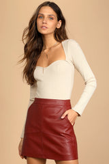 Harley Tan Vegan Leather Mini Skirt