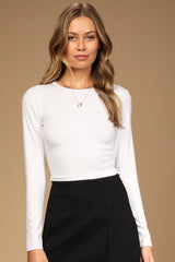 Begin with the Basics Olive Green Long Sleeve Crop Top