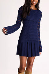 Sylvie Ivory Loose Knit Drop Waist Sweater Mini Dress