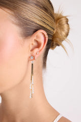 Nicole Gold Rhinestone Pearl Fringe Earrings