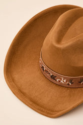 Lycia Brown Suede Embroidered Western Hat