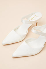 Kalinda Ivory Satin Jacquard Mule Pumps