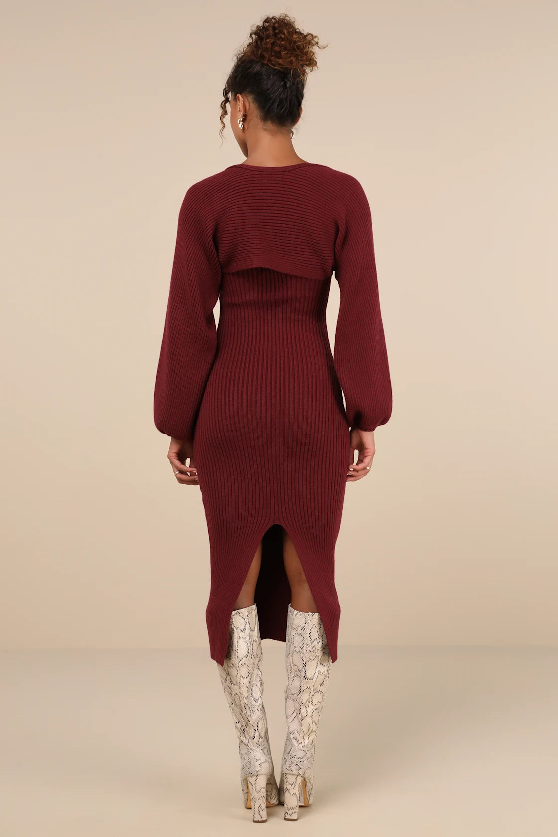 Autumn Aura Olive Green Ribbed Two-Piece Sweater Dress