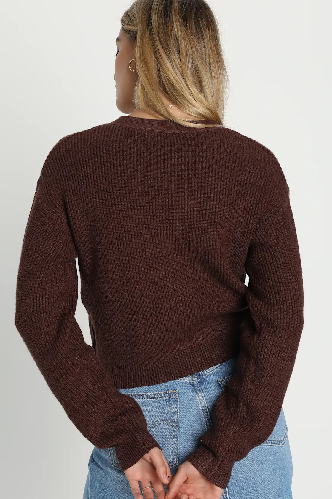 Toasty Babe Black Knit Button-Up Cropped Cardigan