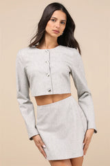 Preppy Pursuit Heather Grey Two-Piece Long Sleeve Mini Dress