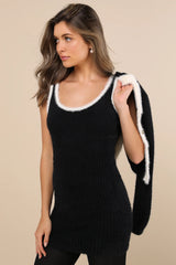 Splendid Duo Black Eyelash Knit Two-Piece Dress & Cardigan Set
