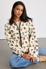 Naliah Ivory Floral Shearling Collared Jacket