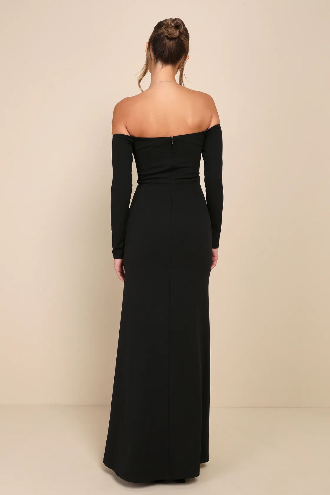Alluring Sophistication Dark Plum Off-the-Shoulder Maxi Dress