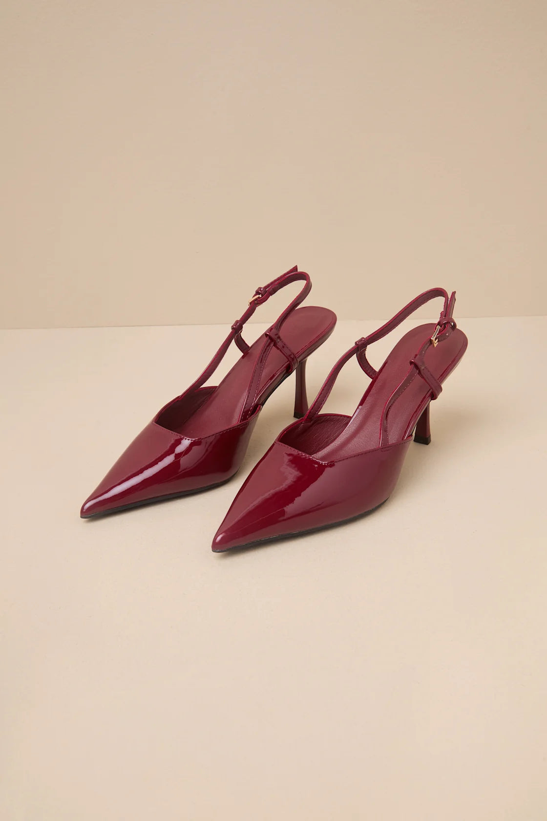 Isabel Cherry Red Patent Pointed-Toe Slingback Pumps