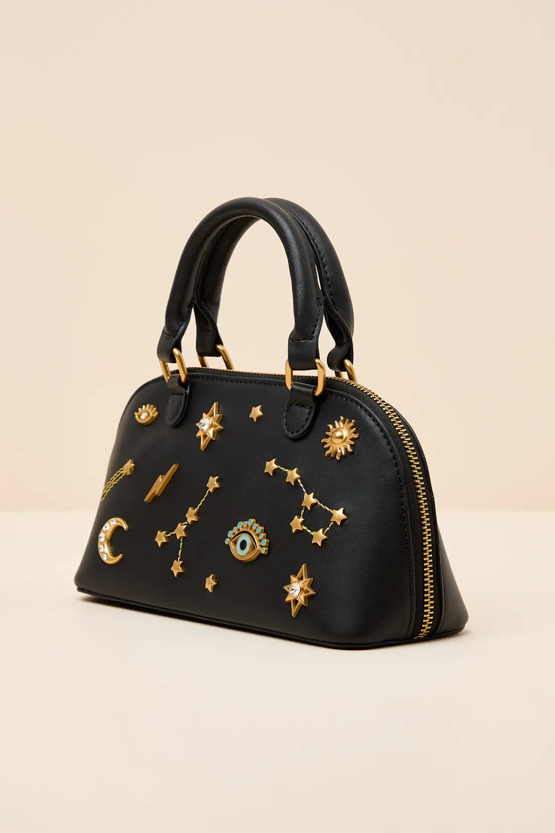 Celestial Black Embellished Crossbody Handbag