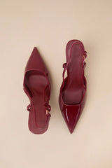 Isabel Cherry Red Patent Pointed-Toe Slingback Pumps