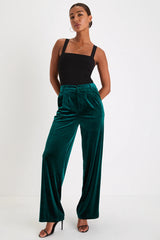 Posh Idea Plum Velvet High-Rise Straight Leg Trouser Pants