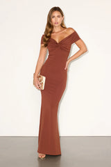 Katerina Black Twist-Front Off-The-Shoulder Maxi Dress